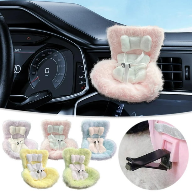 Siège d'Auto pour Poupées avec Pince Coussin Douce et Duveteuse et Support de Bureau, Ornement de Voiture Mignon et Fonctionnel pour Fans et Collectionneurs de Poupées