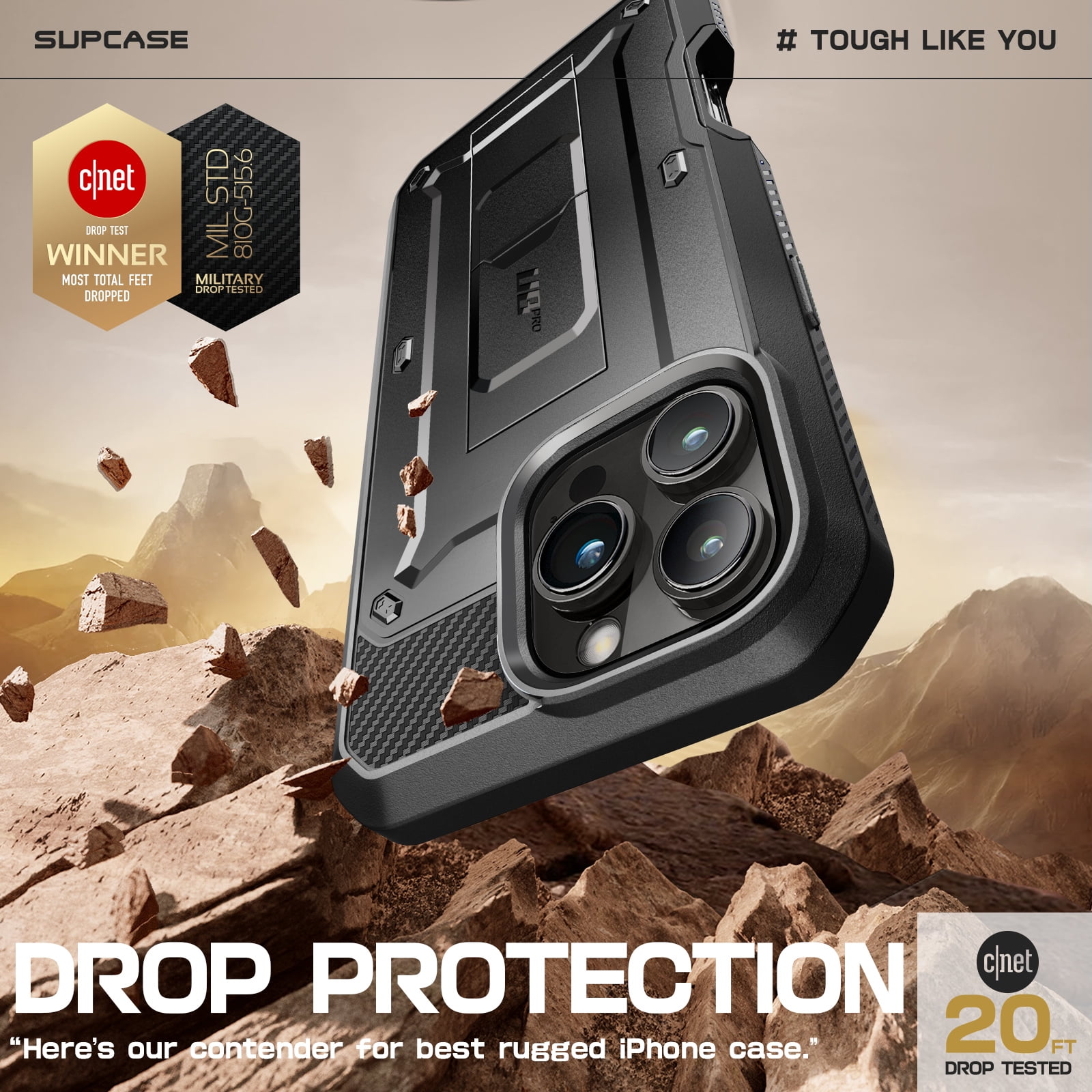 SUPCASE Unicorn Beetle Pro for 2024 Apple iPhone 16 Pro Max 6.9" Case with Screen Protector, [Built-in Stand & Belt-Clip] [Military-Grade Protection] Phone Case Cover for iPhone 16 Pro Max, Black