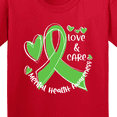 thumbnail image 4 of Inktastic Love and Care Mental Health Awareness Green Ribbon Youth T-Shirt, 4 of 5