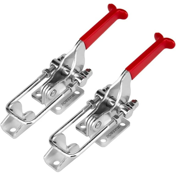 POWERTEC 2PK Toggle Clamp, 2000 lbs Holding Capacity, 40341 Adjustable U Bolt Latch w/Antislip Hand Grip for Woodworking Jigs & Fixtures, Smoker, Tire Carrier, Tool Box, Cabinet, Truck (20306-P2)