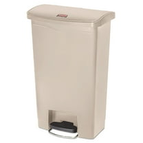 Rubbermaid Commercial Streamline Resin Step-On Container, Front Step Style, 13 gal, Polyethylene, Beige