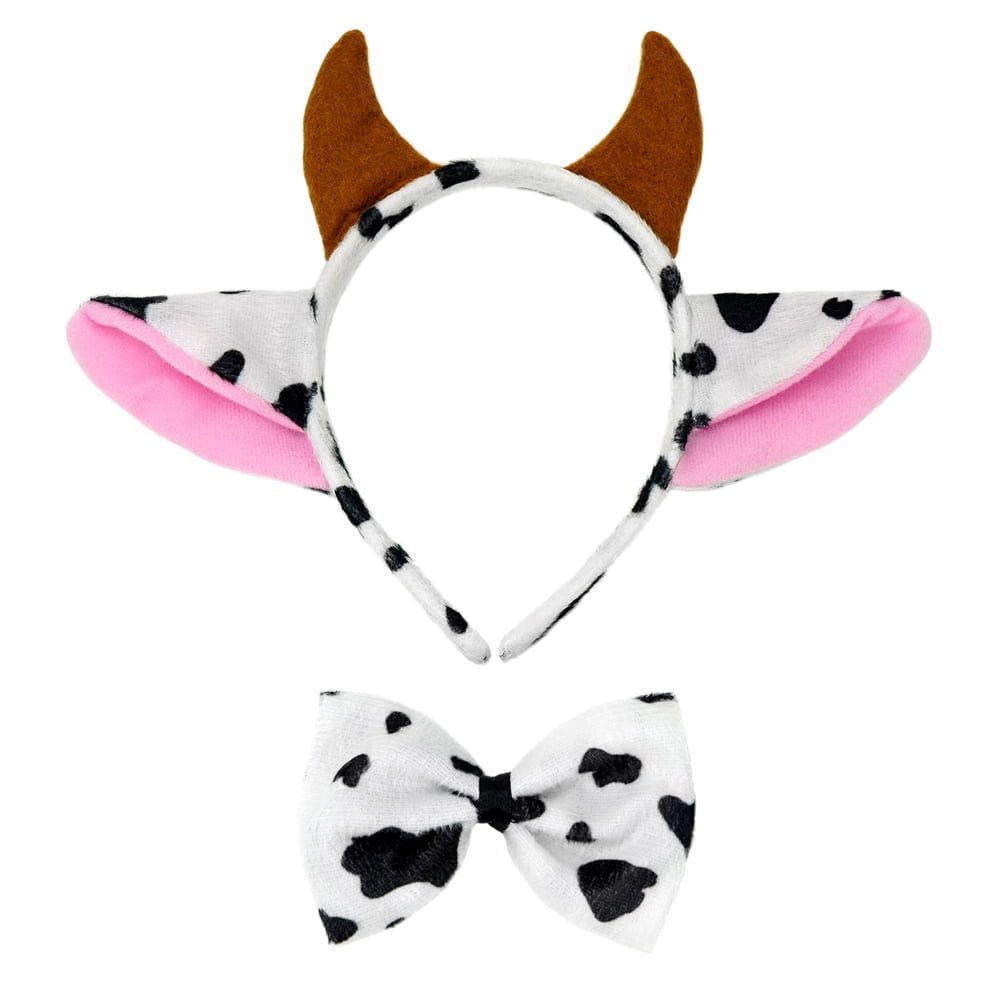Gloves and Tail Animal Cow Costume Accessories 5 Pcs Animal Cow Costume Accessories Set with Cow Ears Headband Bowtie