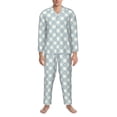 thumbnail image 3 of Fotbe Daisy Plaid Blue Pijama de Hombre con Estampado de Manga Larga, Conjunto de 2 Piezas, Ropa de Dormir Suave y Cómoda con Bolsillos-Medium, 3 of 7