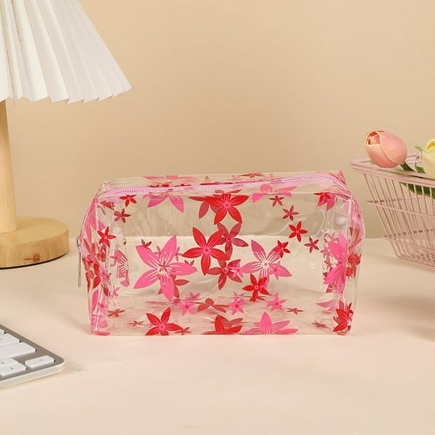 pstuiky Estuche transparente para lápices con diseño de corazón y cara de niña. Estuche grande para lápices.