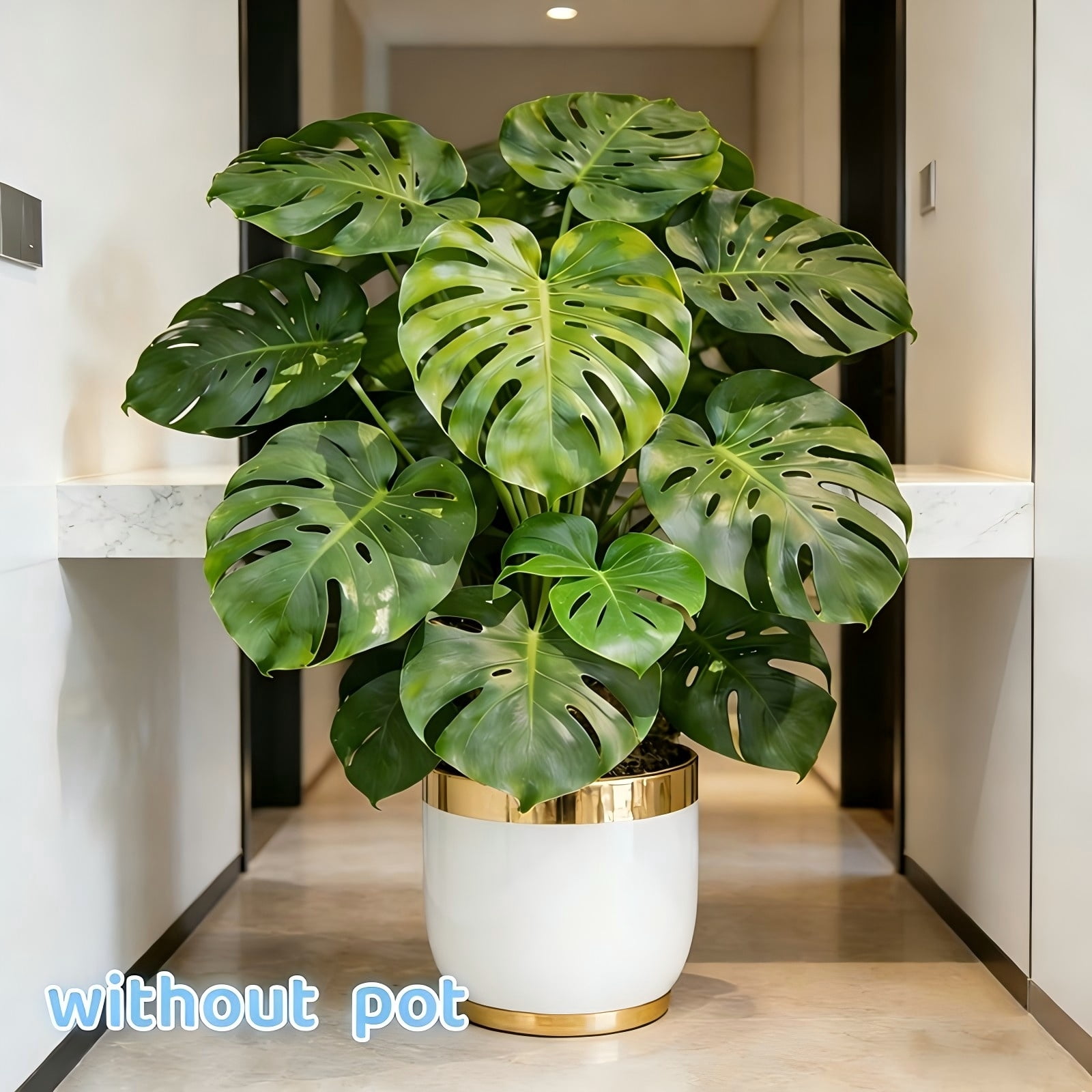 24.01 Inch Artificial Monstera Tree 2 Pack - Faux Split Leaf Philodendron Fake Plant, UV Resistant, No Pot Included, for Home Office Living Room Indoor Outdoor Decor