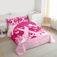 thumbnail image 3 of Manfei Kawaii Bow Tie Queen Comforter Set,Rustic Flowers Bedding Sets,Cute Birds Bedding Comforter Set For Girls Teens,Breathable Home Decor Reversible,3pcs, 3 of 8