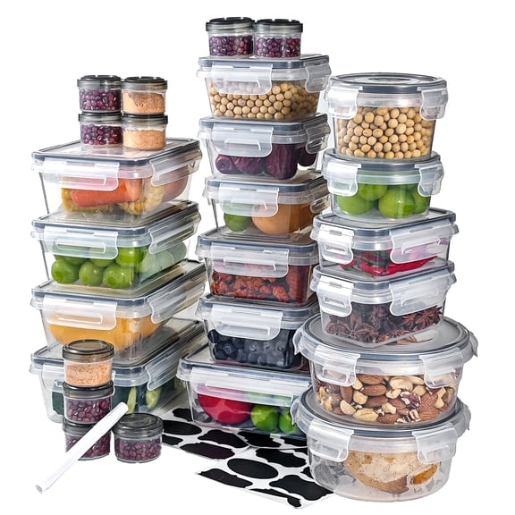 52piece set, BPA-free, leak-proof, microwaveable & freezerable food storage containers. Suitable for home, picnics, and kitchen storage (11/26 lids 11/26 boxes).