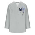 thumbnail image 2 of Womens Linen Tops Summer Blouses For Women Peasant Tops For Women Gauze Shirts Peasant Blouse Gauze Tunic Tops For Women Summer Linen Tops Lightweight Linen Blouses For Women Gray L, 2 of 4