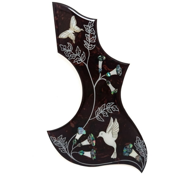 Right Hand Abalone Flower Inlay Hummingbird Acoustic Pickguard for Gibson 40-42" Guitars