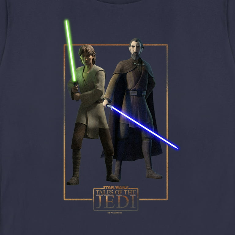 Women's Star Wars: Tales of the Jedi Count Dooku and Qui-Gon Jinn Graphic  Tee Navy Blue X Large 