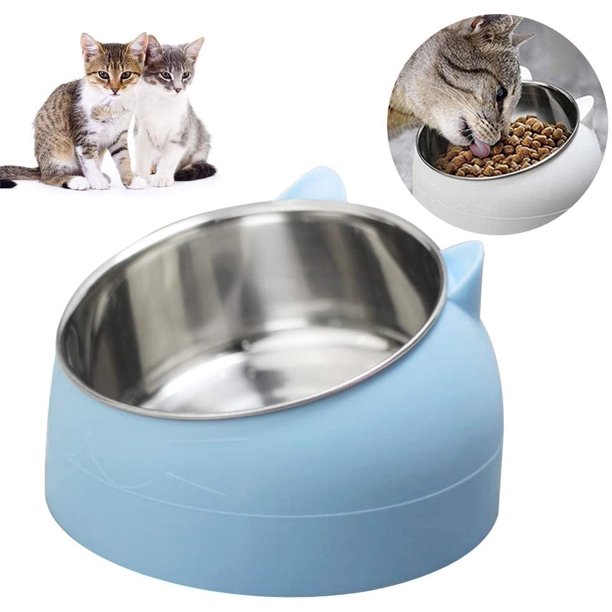 Juego de cuencos para gatos, cuencos para gatos, cuencos antideslizantes de acero inoxidable para gatos, cuencos para gatos, cuencos para gatos, cuencos inclinados para perros, juego de cuen JFHHH pequeña