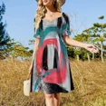 thumbnail image 4 of Sellos postales antiguos Vestido de manga corta Vestidos de moda para mujer Ropa femenina Vestidos de ceremonia Vestido, 4 of 7