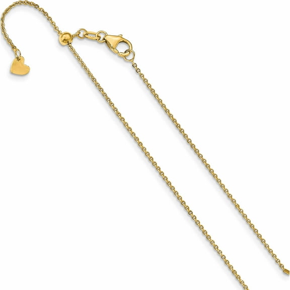 14K Yellow Gold Jbsp's Adjustable 1.25mm Flat Cable Chain (22 X 1.25) Made In Italy 1279-22