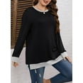 thumbnail image 5 of LANREMON Womens Tops Long Sleeve Shirts for Women Plus Size Womens Clothes Crew Neck Fall Tops for Womens Plus Size Tops Lightweight Winter Black 2XL, 5 of 8