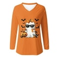 thumbnail image 5 of EchfiProm Y2k Women Tops Graphic Orange Office Long Sleeve V Neck Relaxed Fit Pullover Tops, 5 of 5