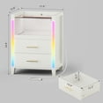 thumbnail image 3 of DENEST Modern LED Nightstand with 2 Drawers & Charging Station, White, 3 of 9
