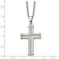 thumbnail image 5 of Stainless Steel Curb Necklace with Pendants Chain Chisel Polished and Textured Cross Pendant on a 22 inch 28 mm, 5 of 5