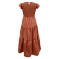 thumbnail image 7 of IDALL Summer Dresses,Petite Dresses Women Summer Casual Midi Maxi Dress Boho Sleeveless Smocked A-Line Long Dress Elegant Dresses,Modest Dresses,Womens Dresses Orange Dress L, 7 of 7
