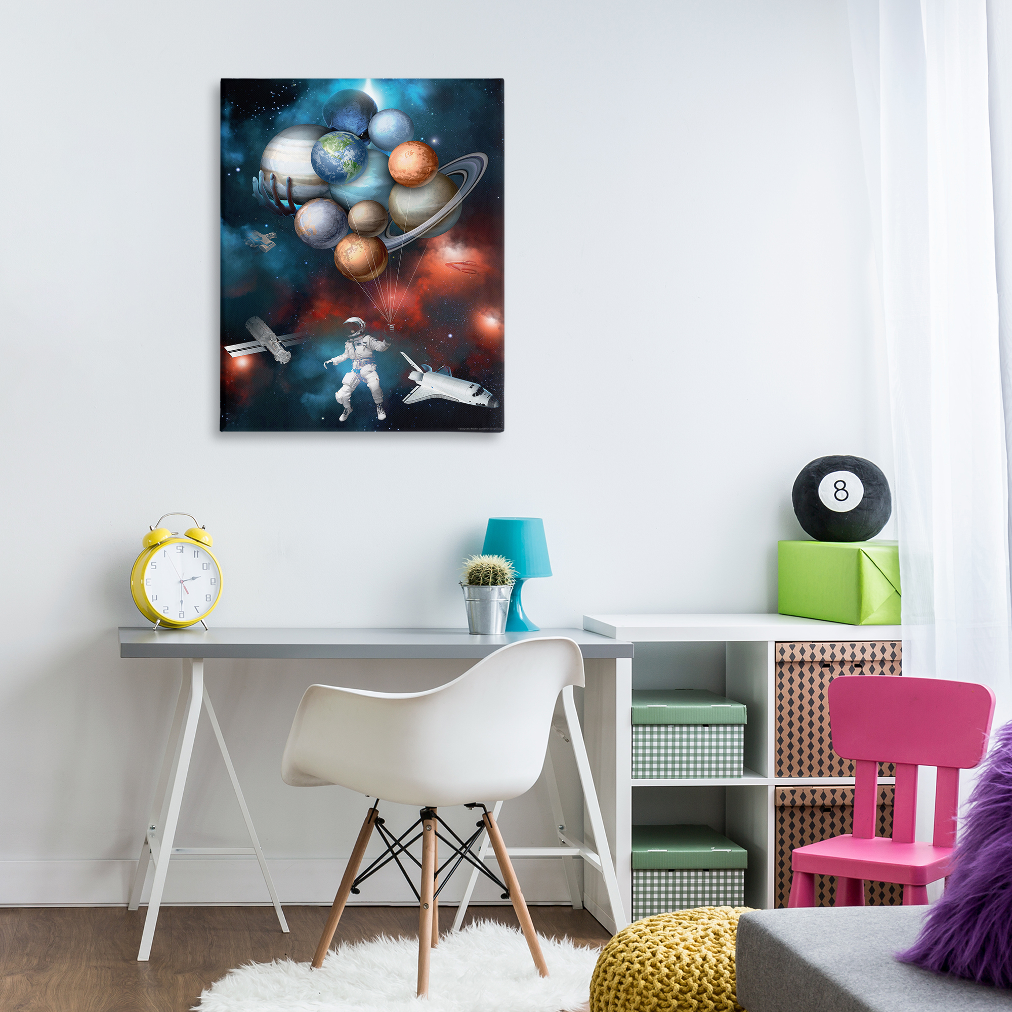 Stupell Industries Planet Balloons in Space Astrology & Stars Painting Wrapped Canvas Art Print Wall Art, 30 x 40