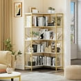 thumbnail image 3 of 5-Tier L-Shaped Bookcase Storage Organizer, Tall Corner Bookshelf Open Display Freestanding Storage, Black, 3 of 10
