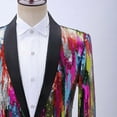 thumbnail image 4 of Mens Sequin Blazer Tuxedo Party Prom Wedding Tuxedo One Button Jacket Performance Ceremonial Dress Party Suit, 4 of 7