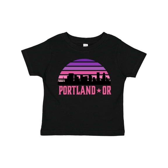 Inktastic Portland Oregon Retro Sunset Skyline Girls Toddler T-Shirt