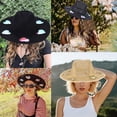 thumbnail image 6 of HAHUT Straw Beach Sun Hat with Sunglasses for Women Men, Suncatcher Cowgirl Straw Prism Hat with Adjustable Chin Strap Wide Brim for Camping Travel Picnic (Beige), 6 of 10