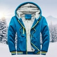 thumbnail image 2 of HAPIMO Men's Fashion Puffer Jacket Color Patchwork Zipper Quilted Thickened Multi Pocket Hooded Fall Winter Cotton Jacket with Drawstring Sky Blue, 2 of 5
