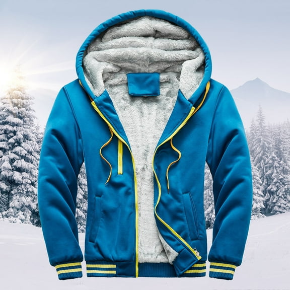 SBYOJLPB Plus Size Men Coat Mens Hoodie Winter Warm Villus Zipper Sweater Jacket Outwear Coat
