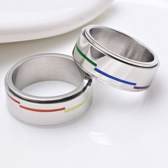 LEORX Colorful Rings for Women Stainless Steel Ring LGBT Design Waterproof 1Set
