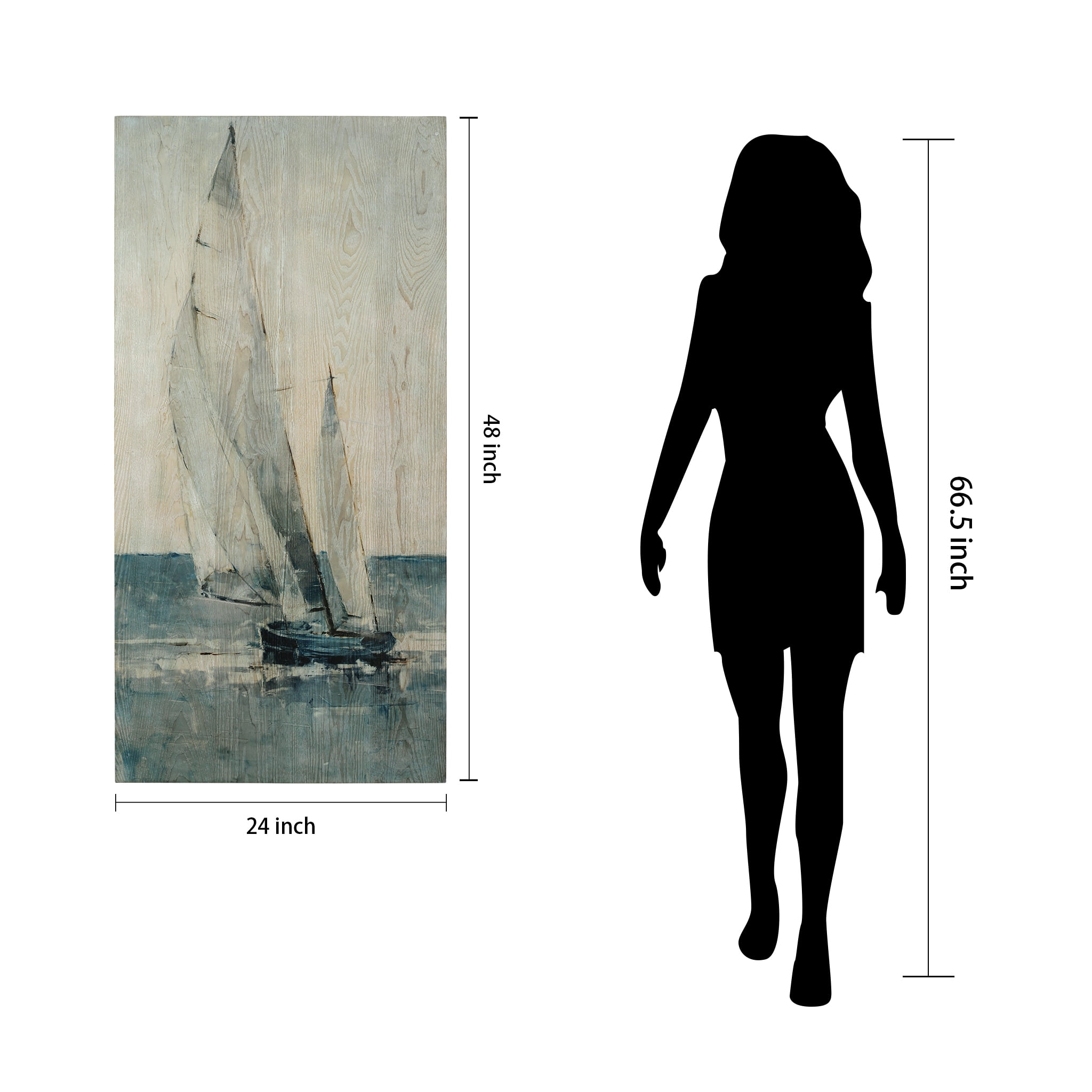 Empire Art Direct Grey Seas I Fine Giclee Printed Directly on Hand Finished Ash Wood Wall Art, 48" x 24", Ready to Hang