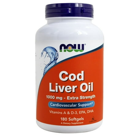 NOW Cod Liver Oil Extra Strength Softgels, 1000 Mg, 180
