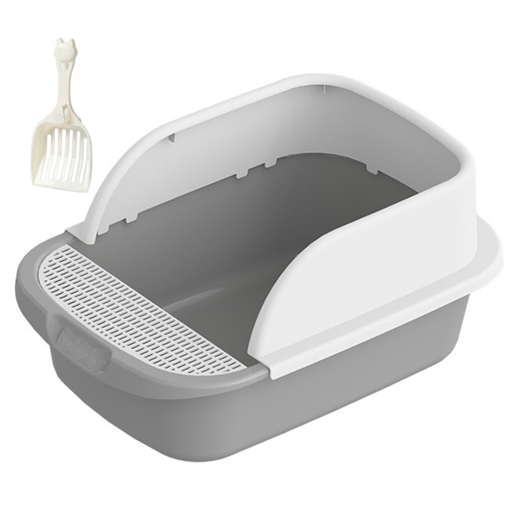 ULTNICE 1 Set of Litter Box for Kittens Cat Toilet in Light Grey with Durable Use