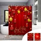 thumbnail image 1 of Set de cortinas de ducha de copo de nieve navideño rojo con 12 ganchos - Decoración de baño con purpurina Bokeh - Tela de poliéster lavable - 70x70 pulgadas, 1 of 6