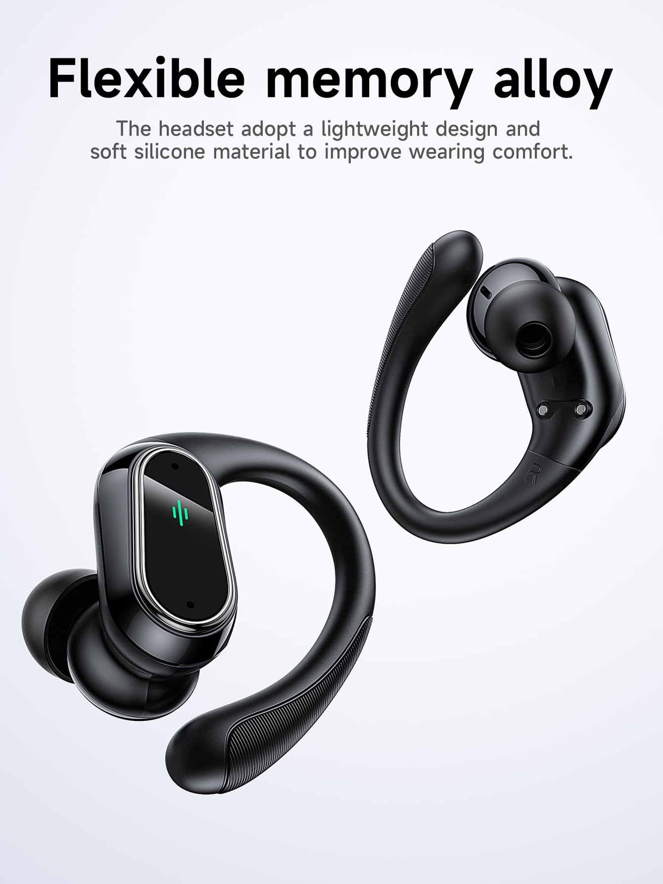 HOCO Open-Ear Bluetooth Earbuds with Smart Digital Power Display,500mAh Charging Case, Lightweight, Secure Fit for Sports