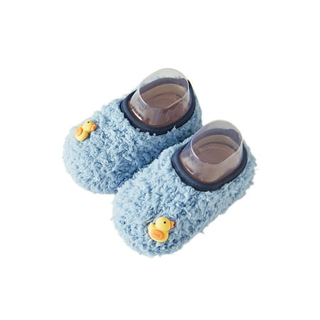 

Ferndule Unisex Flat Home Shoes Floor Casual Socks Soft Winter Warm Sock Slippers Blue Duck 7C-8C