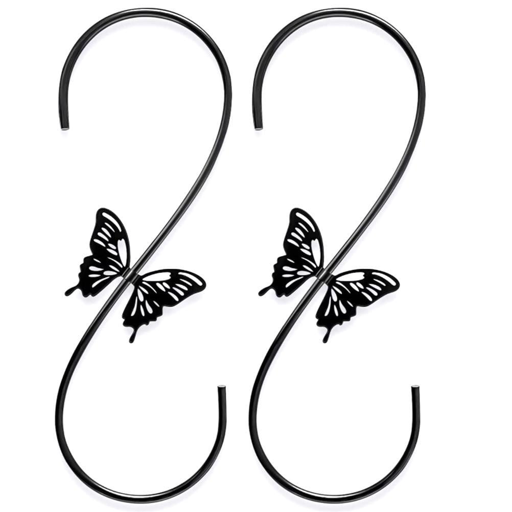 2Pcs Bird Feeders Hanger Metal Iron Hummingbird Feeders Hook Outdoor Steel S Hook with Butterfly