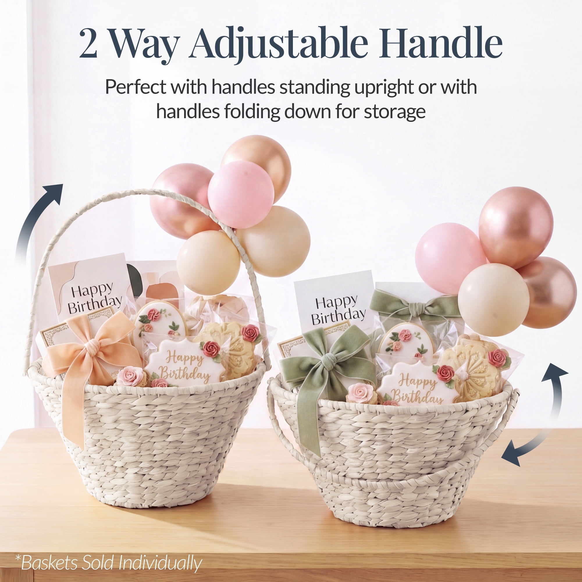 Best Choice Products Handwoven Medium Mother's Day Gift Basket, 20 inch Basket Basket w/Collapsible Handle - White