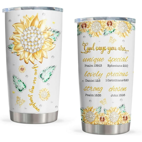 Christian Gifts for Women Faith, Gifts for Christian Women, Religious Gifts Mug, Christian Women Gifts Cup, Inspirational Gifts for Friends/Family, Bible Verse Gifts, Sunflower Gifts Tumbler 20OZ