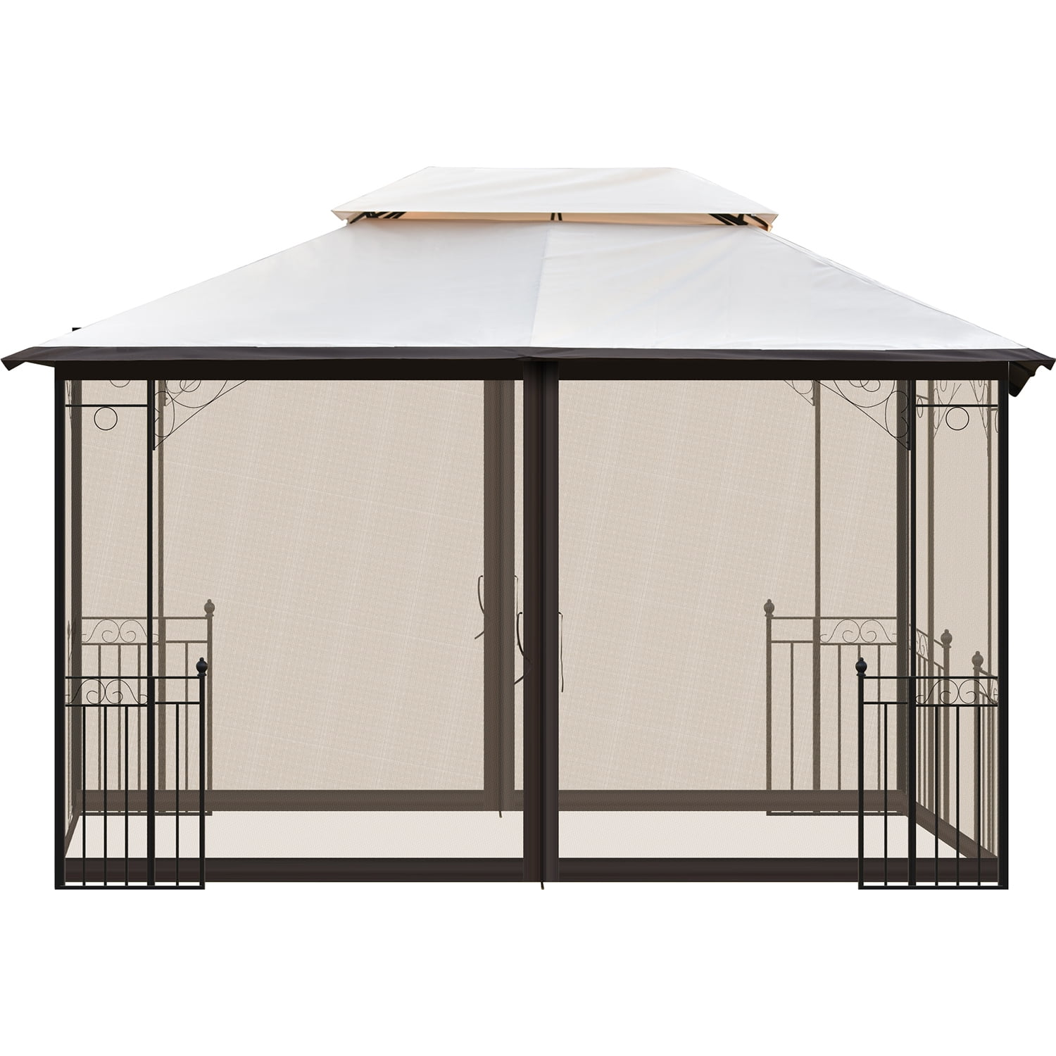 Kadyn 13 Ft Patio Outdoor Gazebo, Double Roof Soft Canopy Garden with Mosquito Netting Suitable for Backyard, khaki