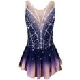 thumbnail image 2 of LIUHUO Custom High - Elasticity Spandex Sleeveless Ice Skating Dresses for Women Girls Purple Gradient Line - Shaped Diamond Embellishments, 2 of 8
