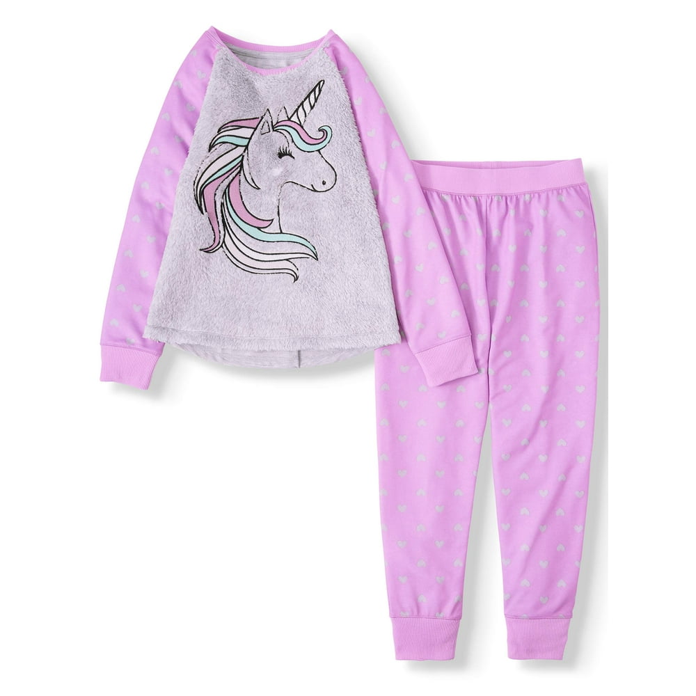 Wonder Nation - Wonder Nation Girl's Critter Fuzzy Top and Sleep Pants ...