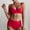 Red, variant on Jacenvly Bikini Swimsuits for Women Quick Drying Fashion Women Split Swimsuit Show Waist Wire Free with Pad Solid Bikini Set Multicolor Trendy Beach Dresses for Women Casual Summer Black