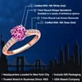 thumbnail image 2 of Gem Stone King 10K Two Tone Gold Pink Created Sapphire and Lab Grown Diamond Engagement Ring for Women | 1.86 Cttw | Round 7MM | Gemstone September Birthstone | Size 6, 2 of 6