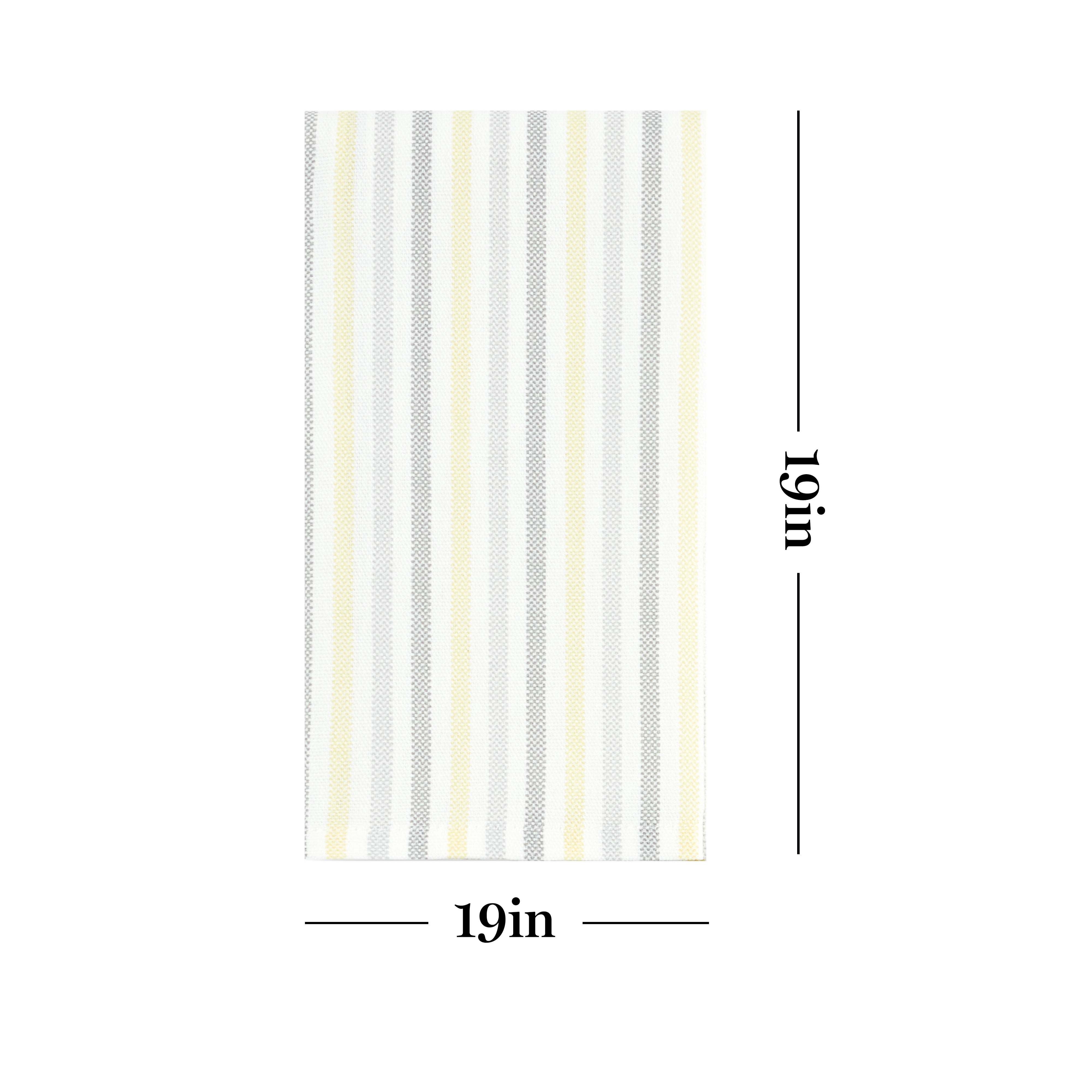 Martha Stewart Daisy Stripe Napkin Set 4-Pack, Grey/Yellow, 19"x19"