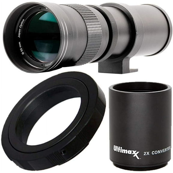 Ultimaxx 420-800mm (w/Converter 840-1600mm) f/8.3-16 HD Manual Telephoto Zoom T-Mount Lens Kit for Canon EOS 9000D 800D 760D 750D 700D 1300D 1200D T100, 4000D, 3000D, 2000D, 1500D DSLR Cameras
