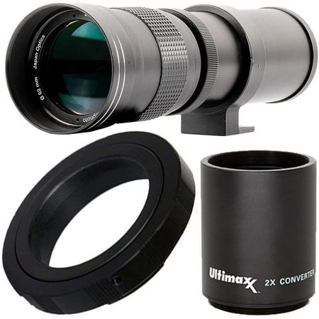 Ultimaxx 420-800mm (w/Converter 840-1600mm) f/8.3-16 Manual Telephoto Zoom T-Mount Lens Kit for Nikon D7500 D500 D600 D610 D700 D750 D800 D810 D850 D3100 D3200 D3300 D3400 D5100 D5200
