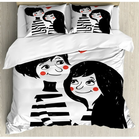 Hipster King Size Duvet Cover Set Valentines Day Theme Romantic