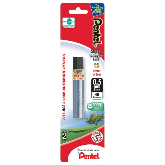 Pentel Super Hi-Polymer Lead Tube Refill, .5mm, HB