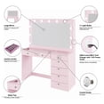 thumbnail image 5 of Ember Interiors Pink Makeup Vanity Desk with Lights, USB-C, Glass Top, 7 Drawers, 5 of 7
